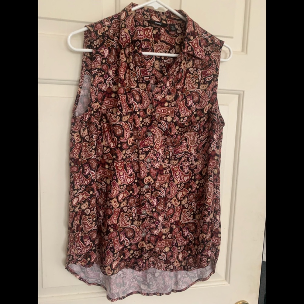 Rare Betabrand Dog Pattern Sleeveless Blouse Shirt SZ Medium Excellent Cond